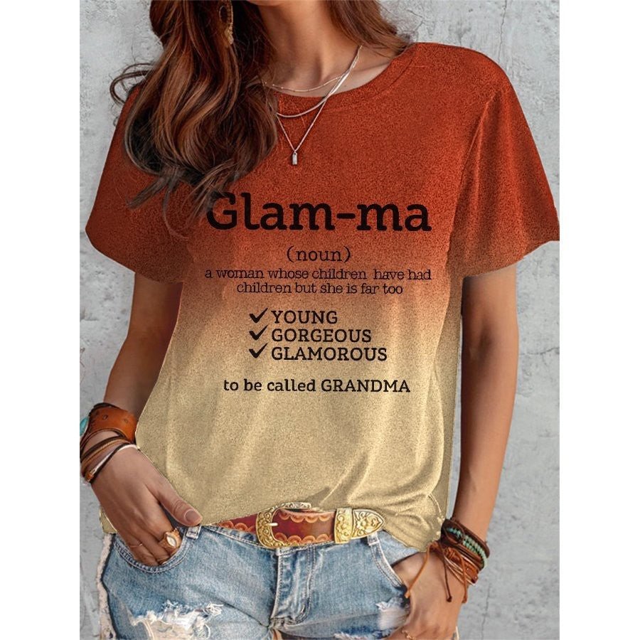 Lilyadress Women's GLAM-MA Gradient Letter Printed Casual T-shirt