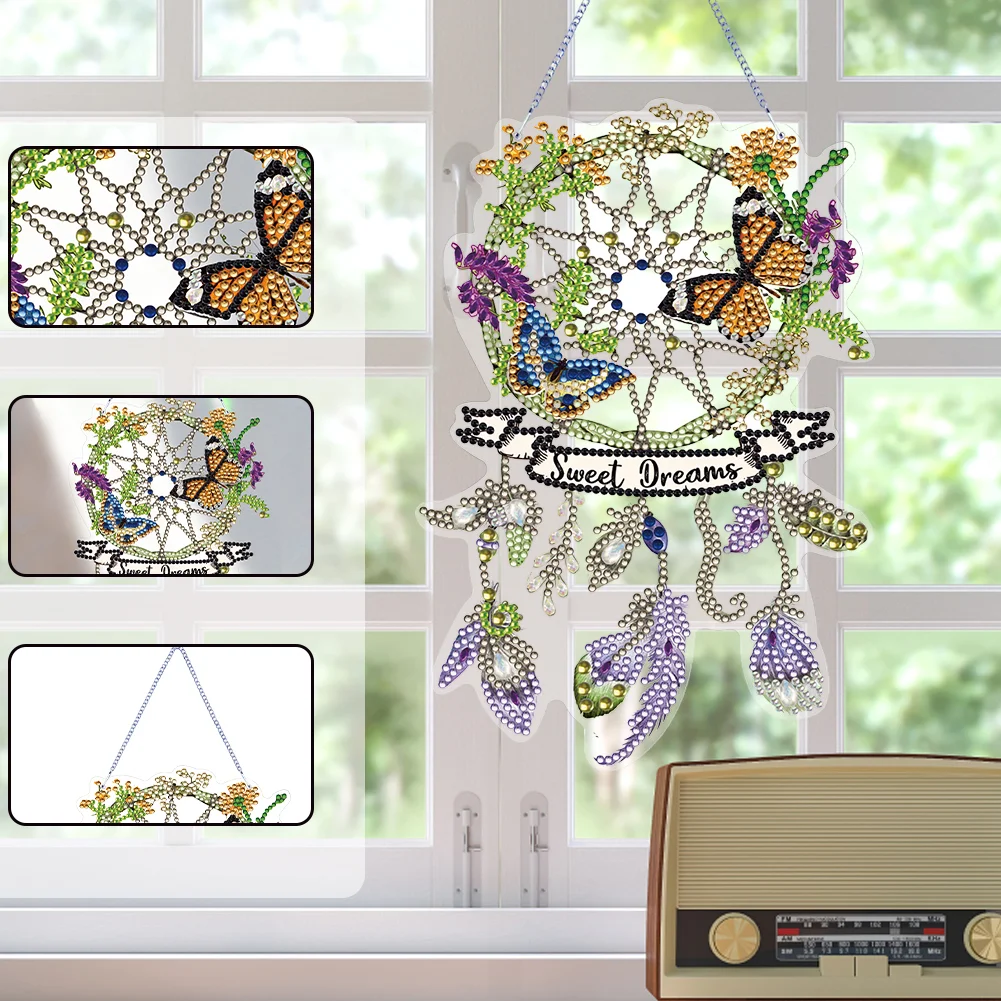 Dreamcatcher 2D Flat DIY Diamond Art Pendant Single-Sided Drill Wall Door Decor