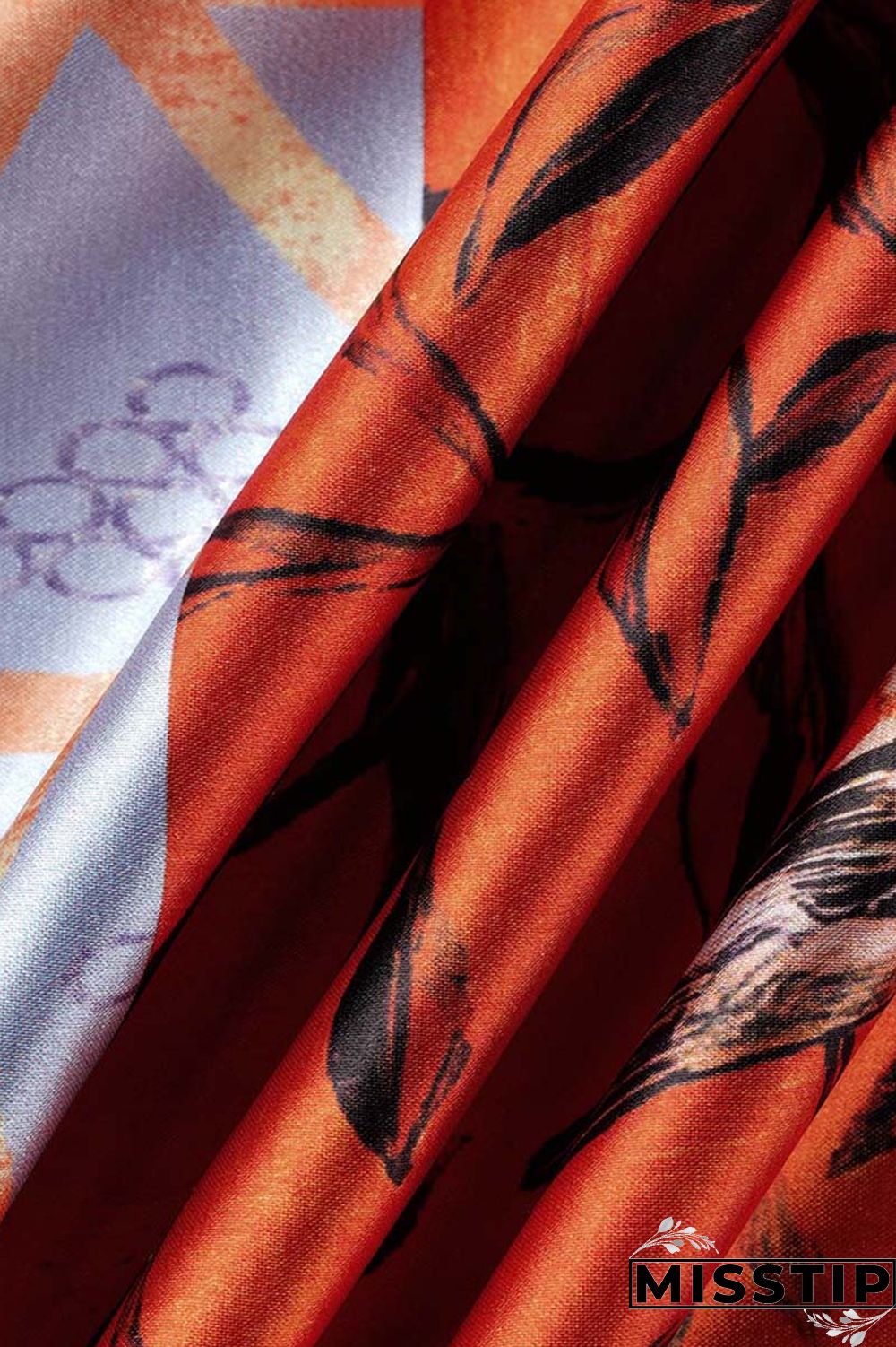 Red Gray Casual Print Patchwork V Neck Irregular Dress Plus Size Dresses