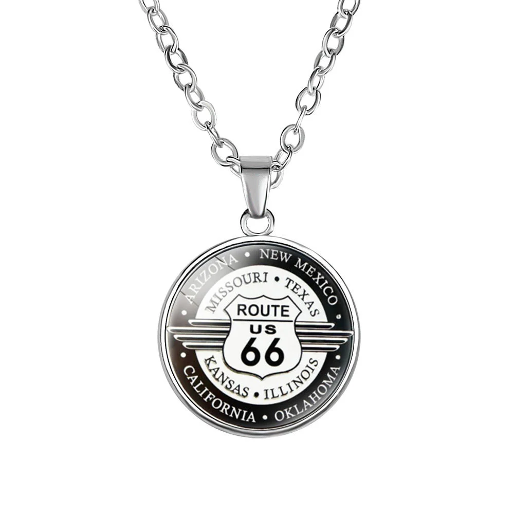 Retro Route 66 Alloy Necklace-inspireuse