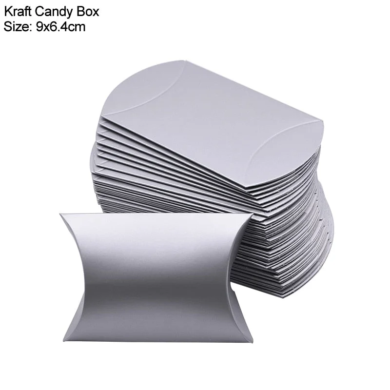 10/20/30Pcs Pillow Candy Box Kraft Paper Christmas Gift Packaging Boxes Candy Bags Wedding Favors Birthday Party Decorations