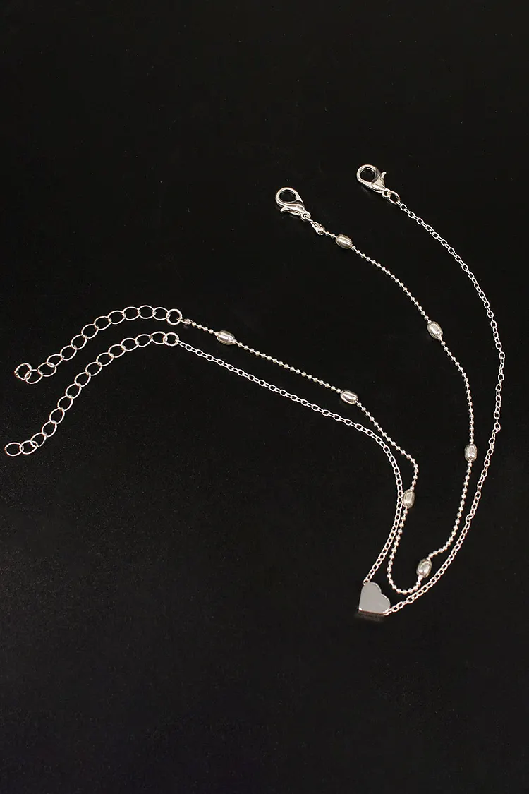Beach Beaded Chain Heart Shape Two Pieces Anklets 2024 - Xpluswear