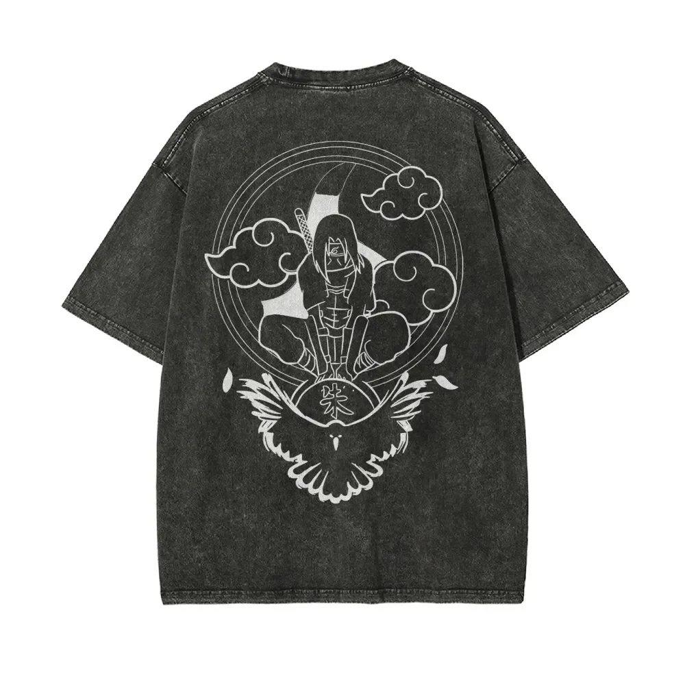 Naruto Itachi Uchiha Oversize Washed T-Shirt