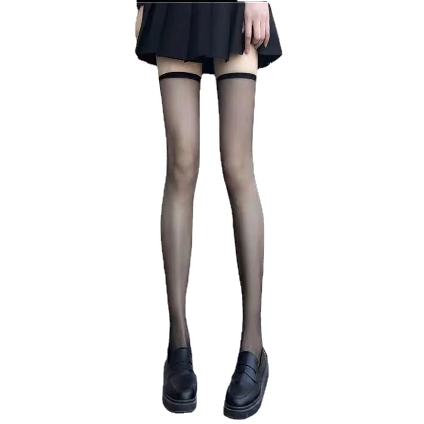 JK Black Silk Ultra Thin Sexy Anti Slip Thigh High Long Stockings