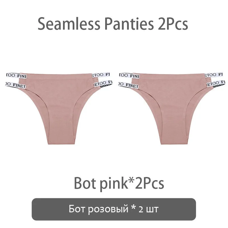 FINETOO Sexy Brazilian Panties Women Seamless Thongs M-XL Ladies Soft Underpants Smooth Letter Underwear Female Lingerie 2021