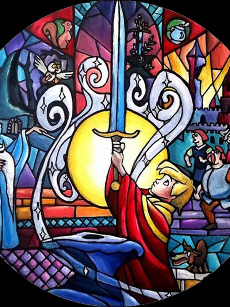 Glass Art - Disney Princess Characters 11CT Stamped Cross Stitch 50*60CM