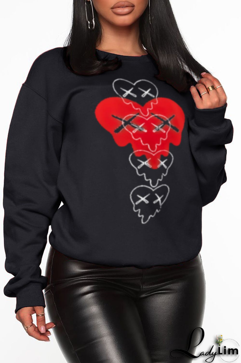 Grey Fashion Vintage Print Patchwork O Neck Tops