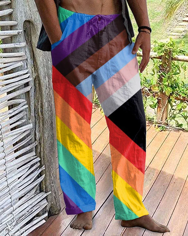 Men's Casual Rainbow Pride Art Print Pants