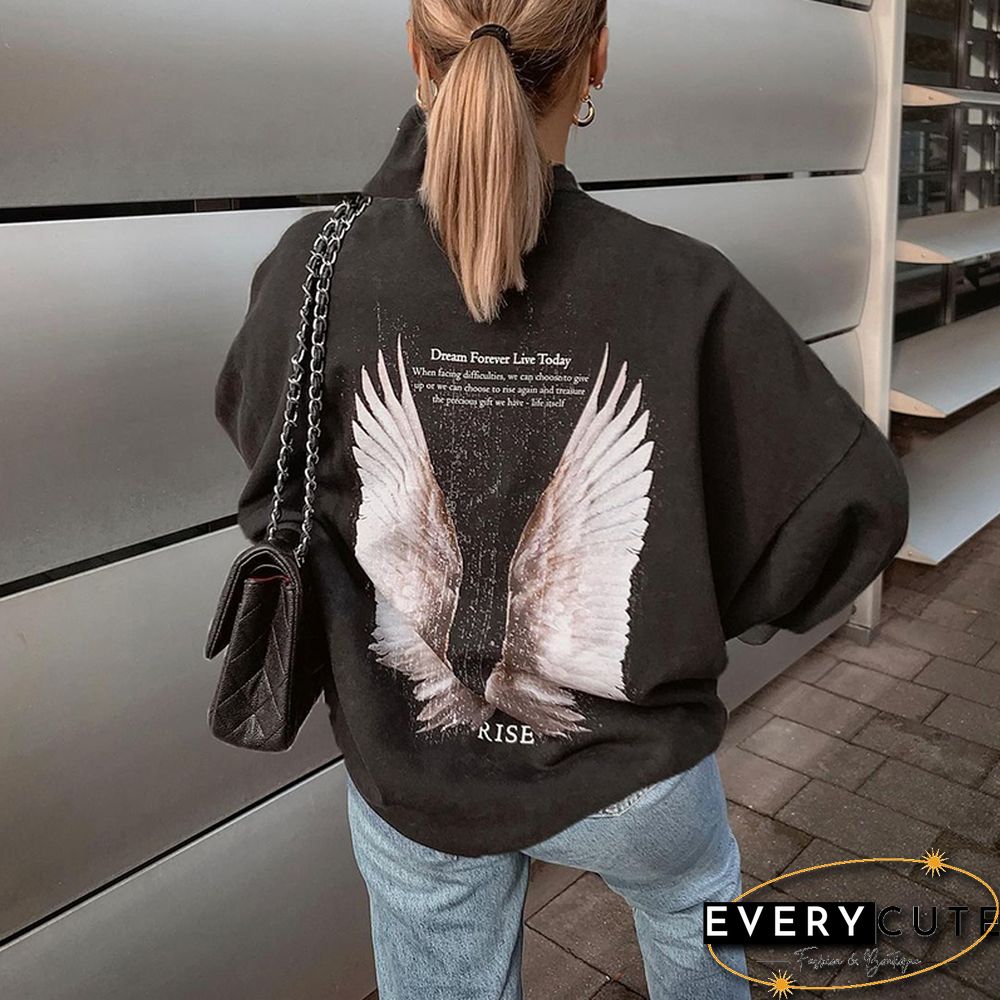 Modern Printed Color Long Sleeve Sweatshirt
