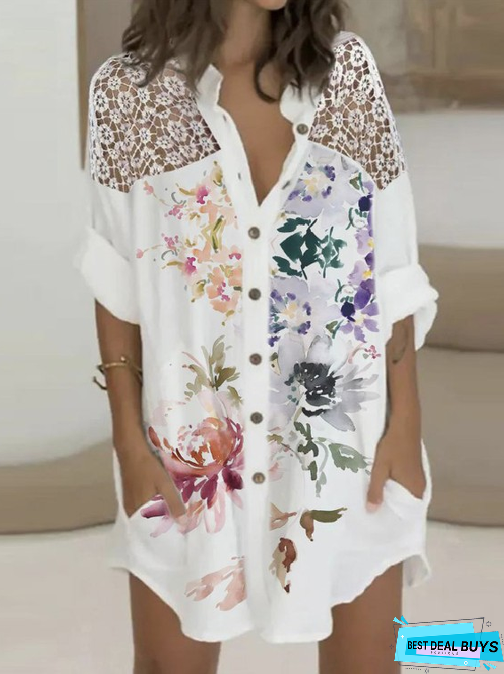 Shirt Collar Vacation Loose Blouse