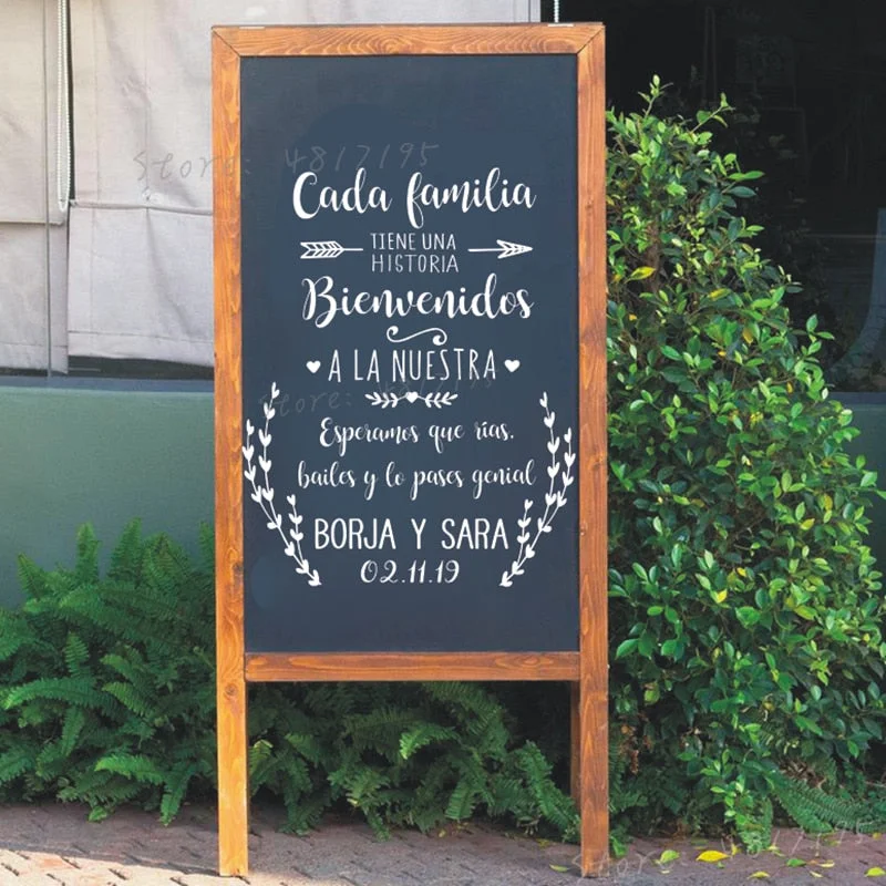 Custom Family History Vinyl Decals Wedding Party D&eacute;cor Custom Names Date Family Welcone Vinyl Sticker Spanish Pattern AZ936