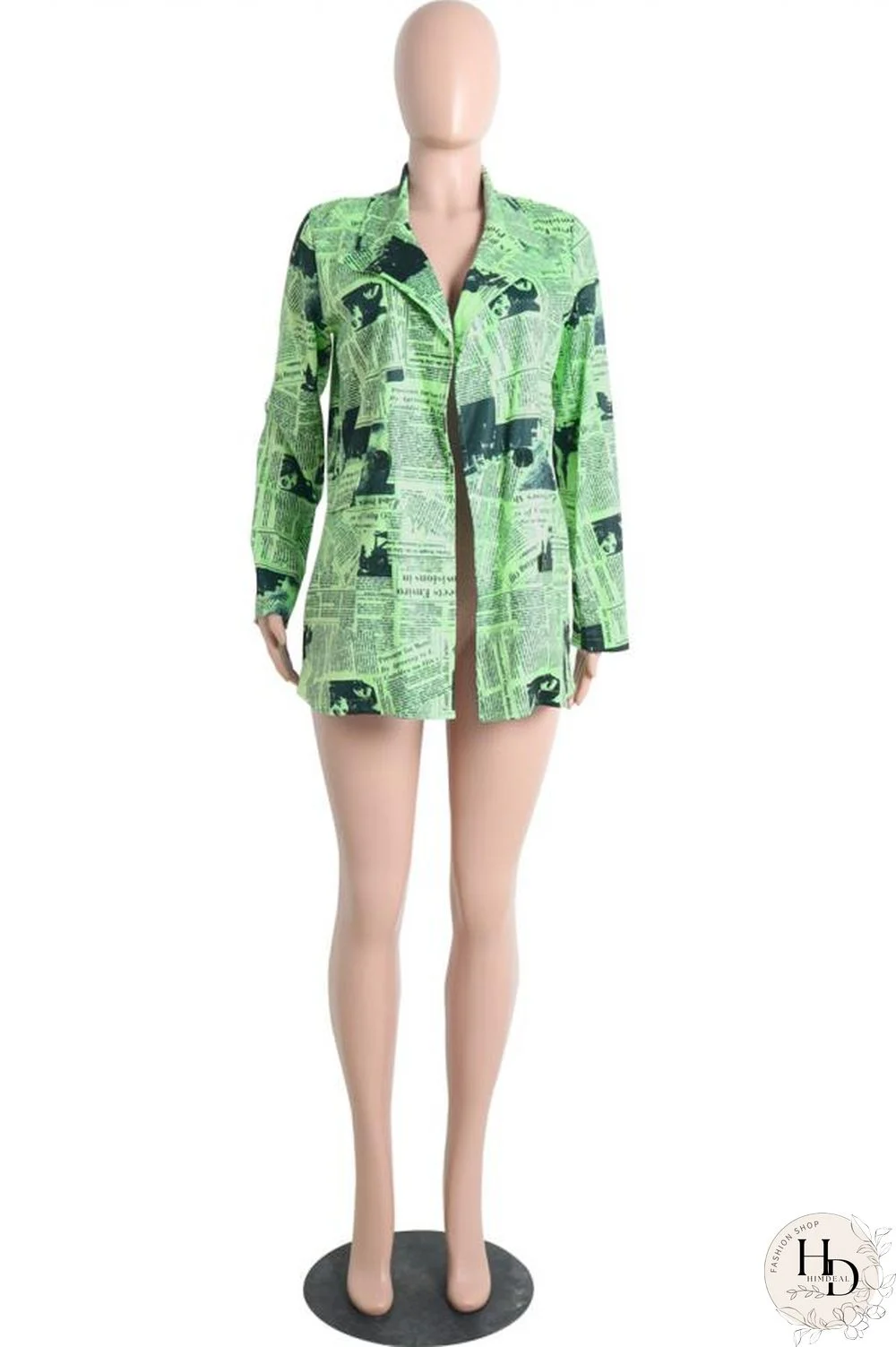 White cardigan Long Sleeve Solid Print Newspaper Blouses & Shirts