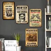 4pcs - Wanted - Vintage Metal Signs(8*12Inch) 