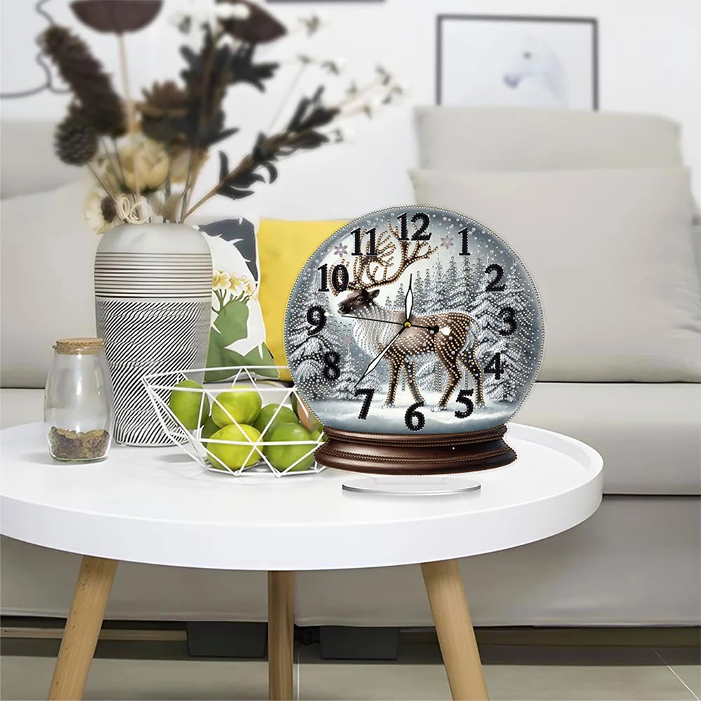Christmas Crystal Ball Design 2D Flat Acrylic DIY Diamond Painting Clock Kit