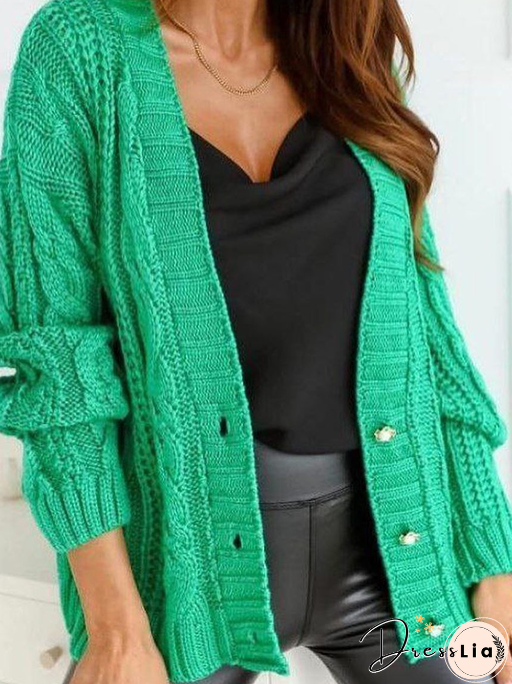 Loose Plain Casual Sweater Coat