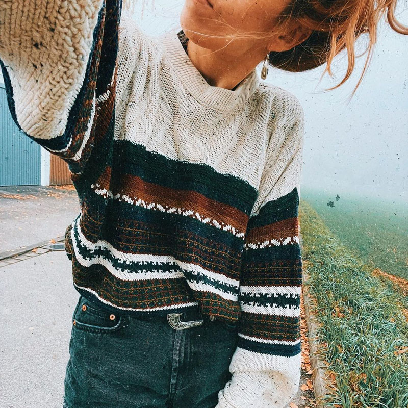 Women Vintage Autumn And Winter Knitted Sweater / TECHWEAR CLUB / Techwear
