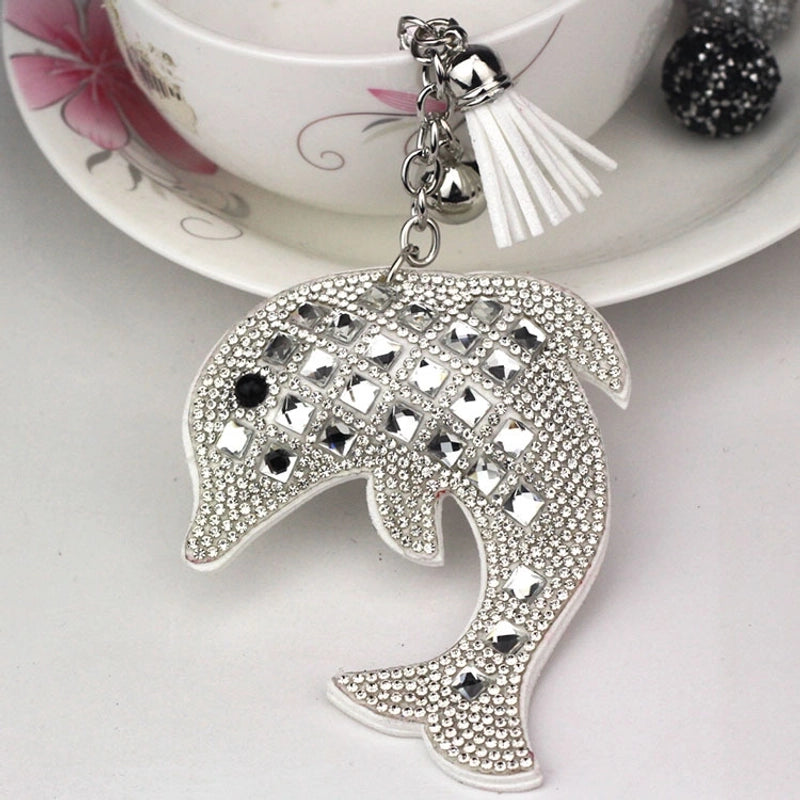 Cute Dolphin Flannel Diamond Women’s Keychain