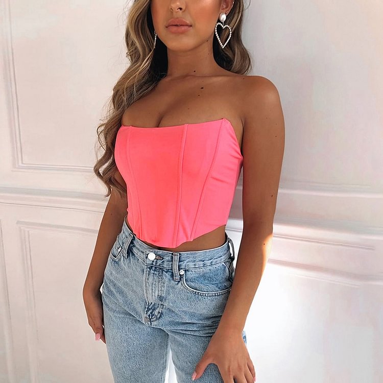 Sleeveless Off Shoulder Velvet Fashion Sexy Corset Crop Tops Vest Female Underwear Backless Bustier Top Solid - Life is Beautiful for You - SheChoic