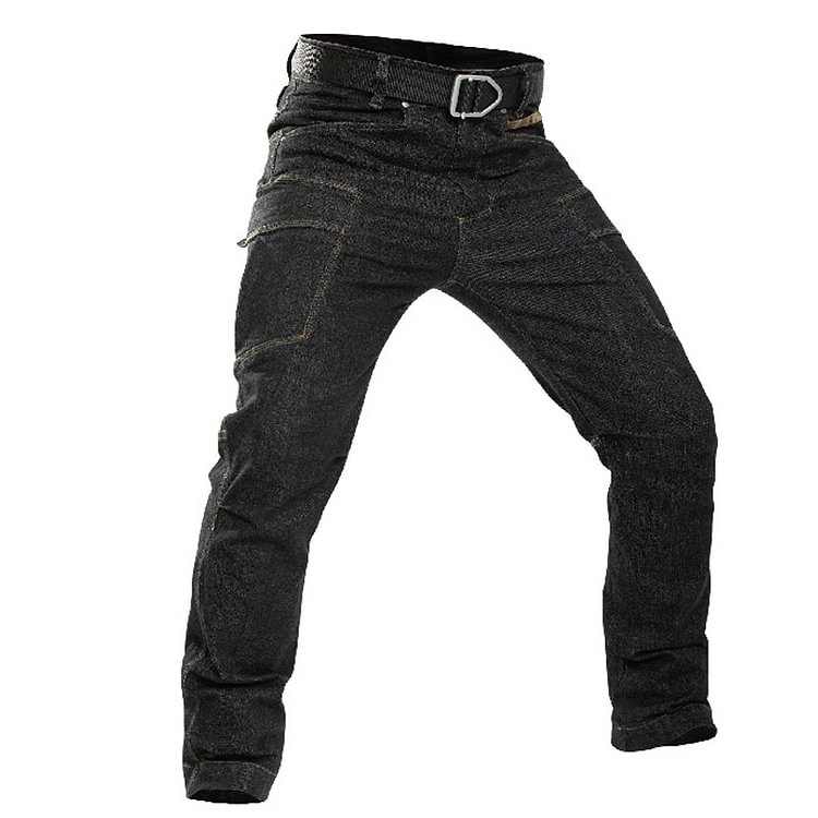Military Outdoors Multi-Pocket Cargo Straight-Leg Stretch Jeans