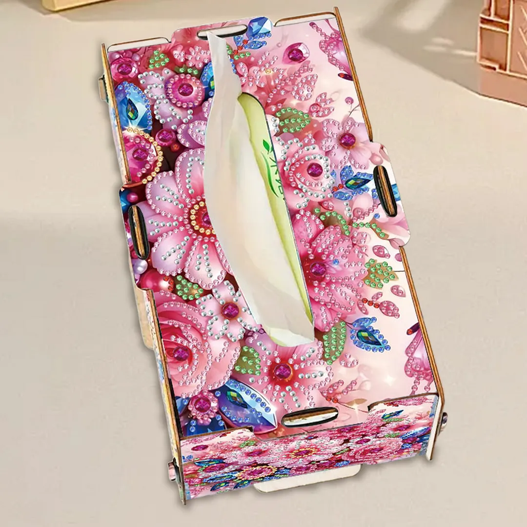 Flower DIY Diamond Art Paper Towel Holder for Home and Office Decoration