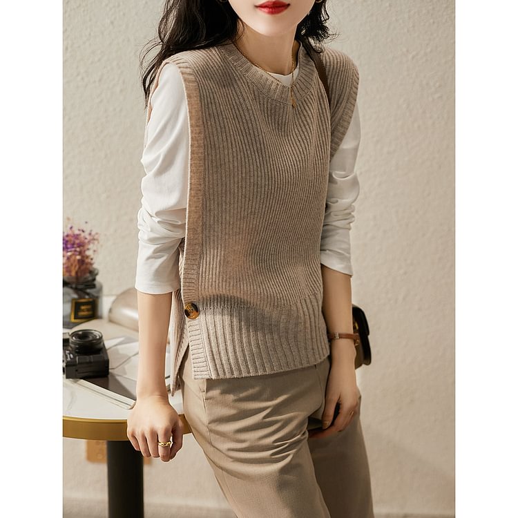 Fashion Sleeveless Knttied Sweater Vest Vintage O-neck Wool Jumper Women's Vest New Spring Autumn Pullover Sweater Female 17791