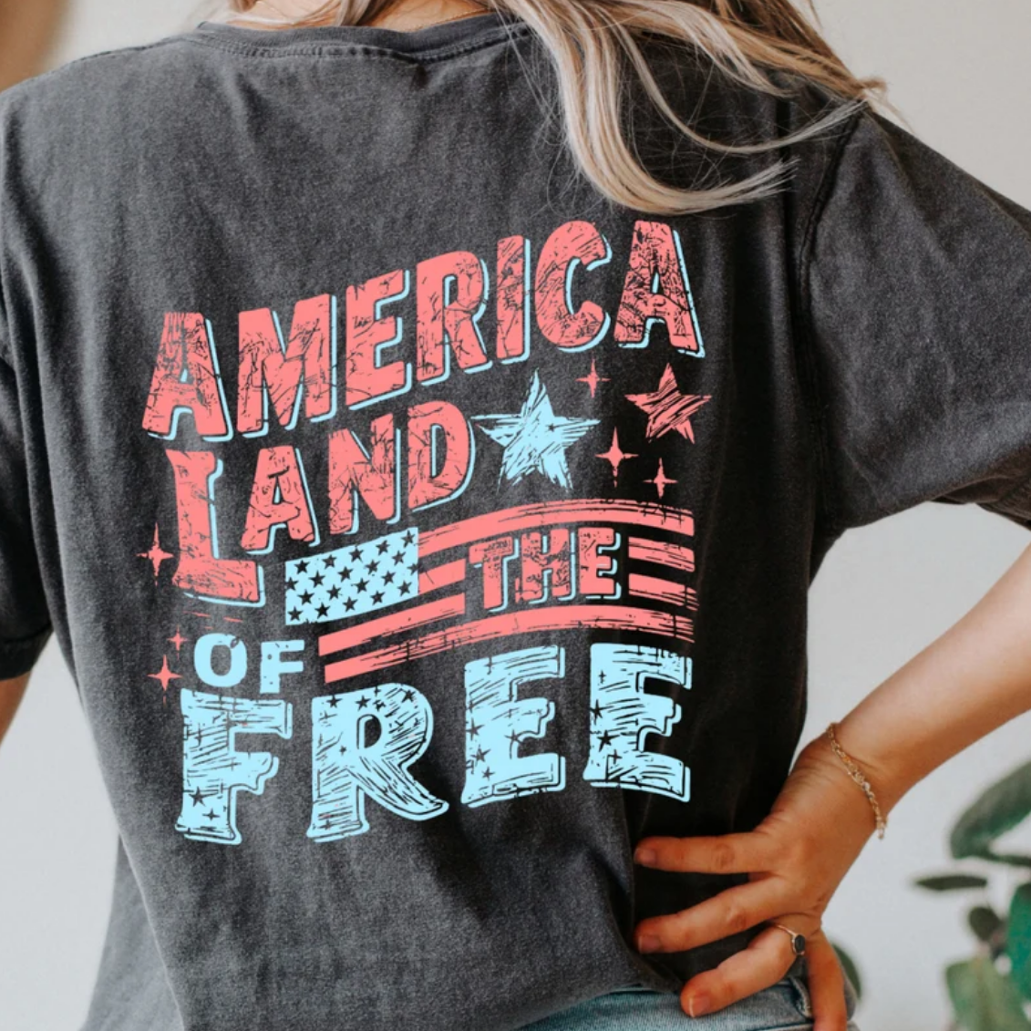 Loveyoufancy America Land of The Free T-shirt, Distressed America Shirt