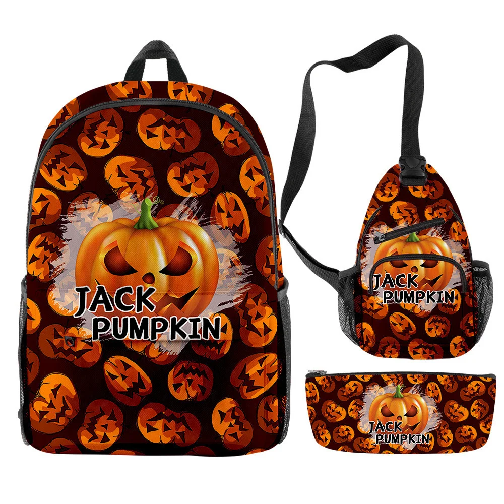 Halloween Jack Pumpkin Backpack Shoulder Bag Pencil Bag Set
