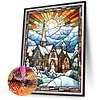 Diamond Painting-DIY Round Part AB Drill Stained Glass Snow Scene (45*55CM)