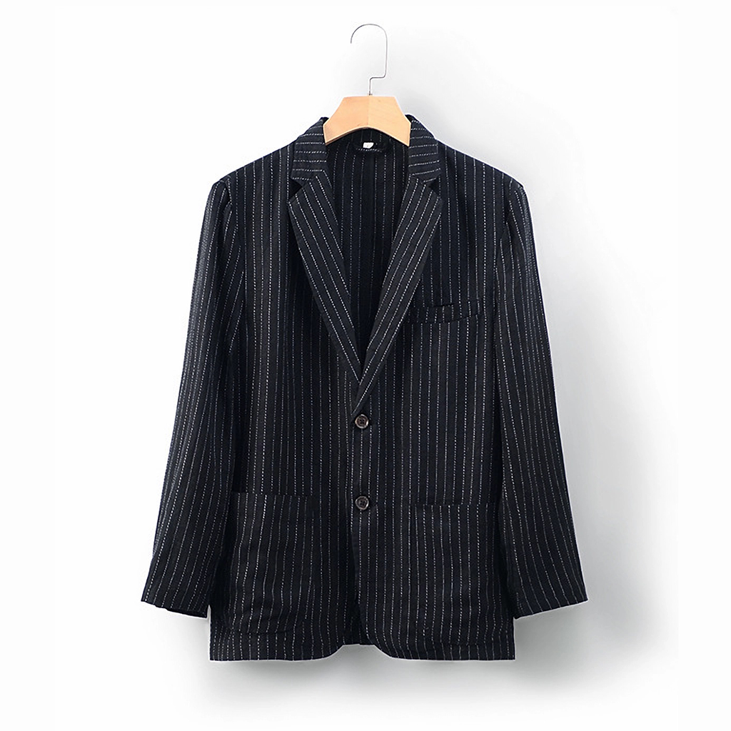Linen Blazer Men 100% Linen Long Sleeve Casual Jacket Comfortable REAL SILK LIFE
