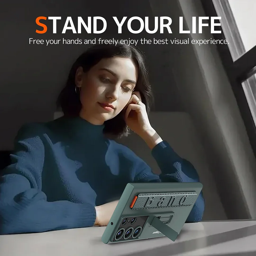 Suitable for S26 Ultra phone case, ultra-thin stand, elastic wrist strap, precision hole, shockproof protective case