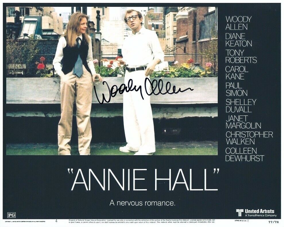 WOODY ALLEN signed ANNIE HALL 8x10 w/ DIANE KEATON NYC SKYLINE BALCONY SCENE