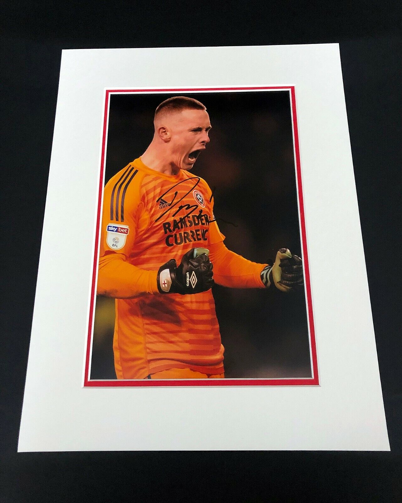 Dean Henderson SIGNED Sheffield United Photo Poster painting Display Mount 16x12 SUFC AFTAL COA