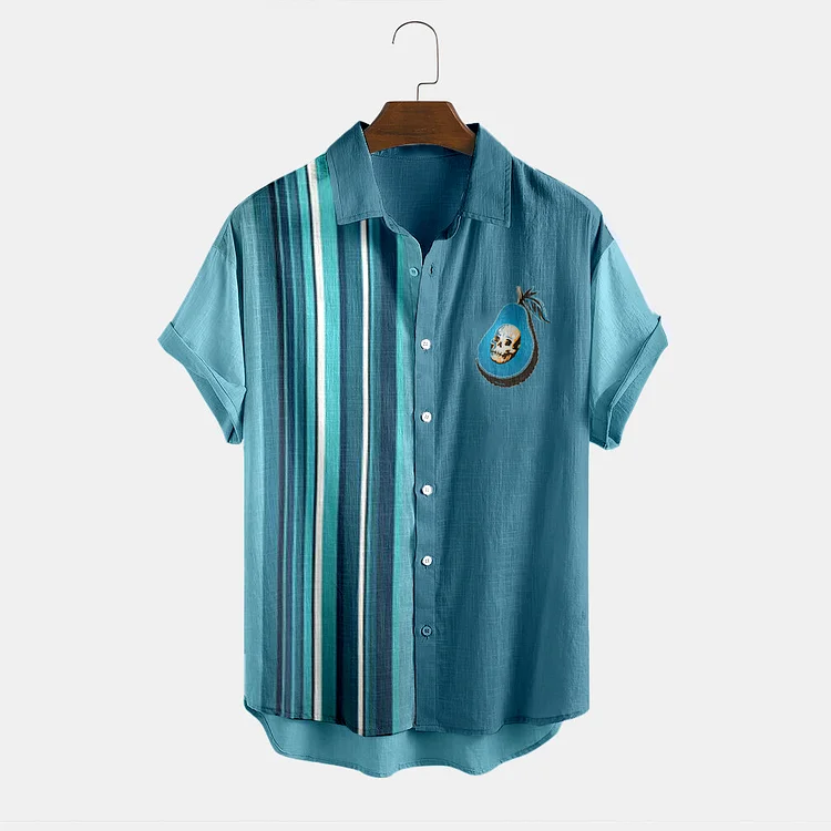 Men's Asymmetrical Blue Beach Shirt