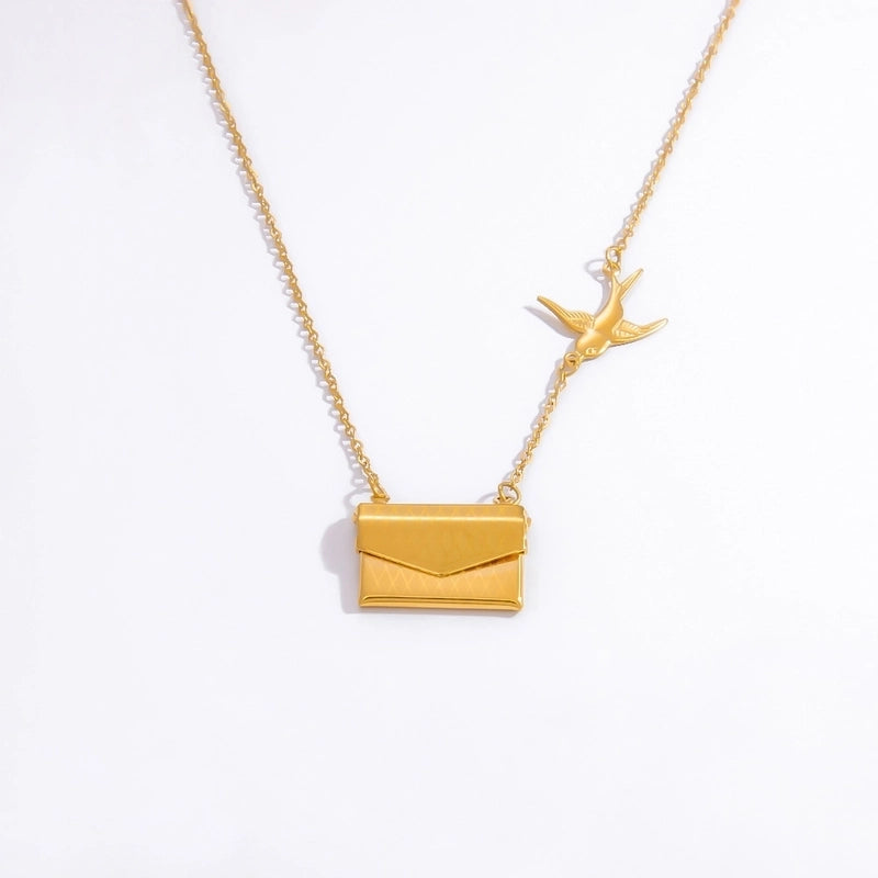 Vintage Style Classic Style Book Envelope Heart Shape Titanium Steel Plating Pendant Necklace