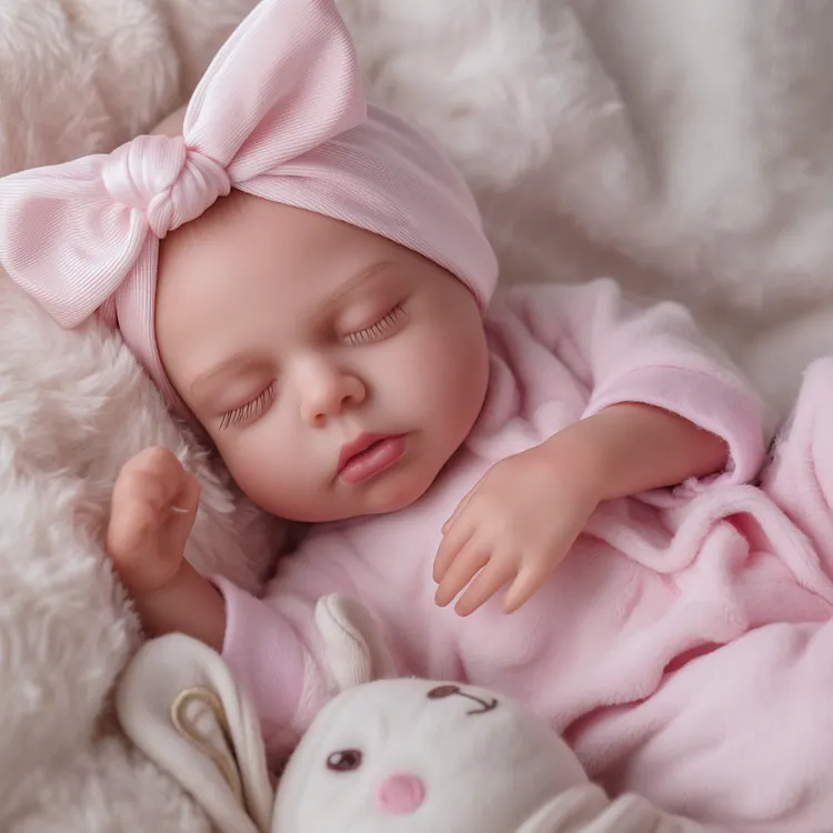 Babeside Lucy 12" Sleeping Baby Doll &ndash; Realistic Hard Vinyl Newborn Doll in Soft Pink Pajamas
