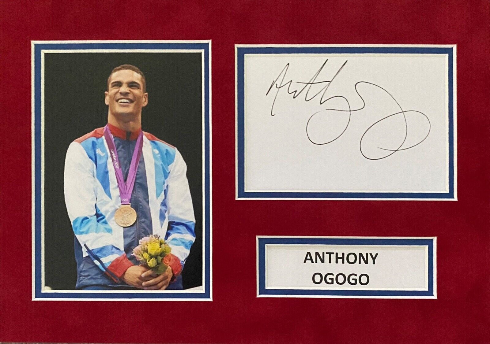 ANTHONY OGOGO HAND SIGNED A4 Photo Poster painting MOUNT DISPLAY OLYMPICS AUTOGRAPH 1