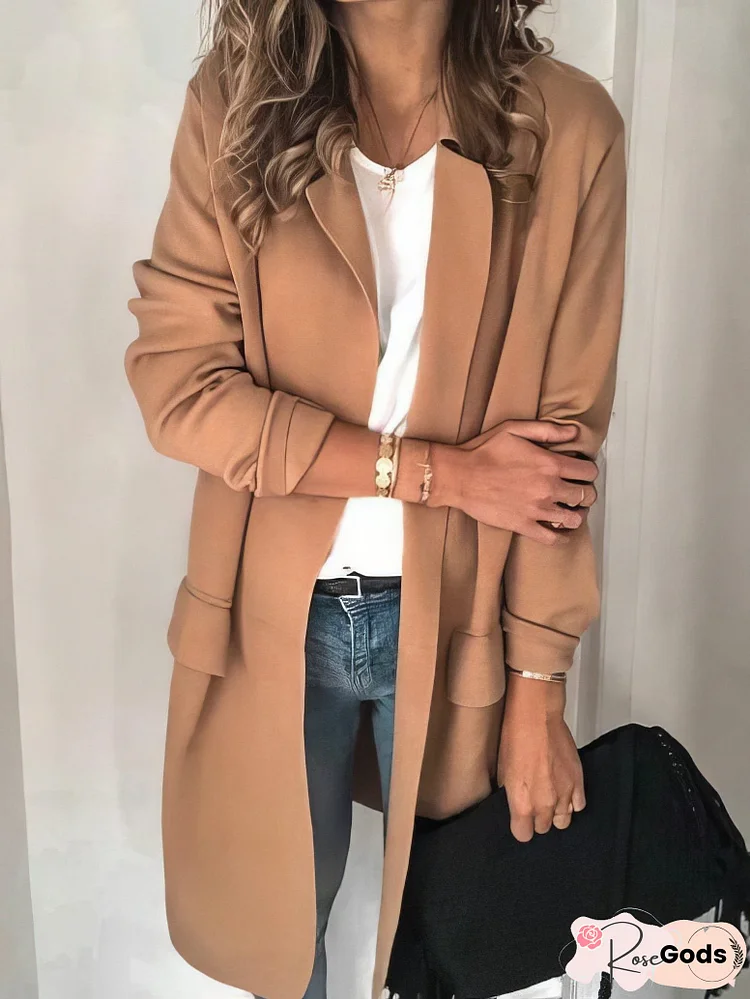 Female's Daily Wear Long Sleeve Solid Color Blazer
