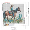 Cowboy M&auml;dchen auf dem Pferder&uuml;cken - runder Bohrer Diamantmalerei - 40*40cm