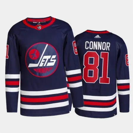 Men's Winnipeg Jets #81 Kyle Connor 2021/22 Navy Stitched Jersey