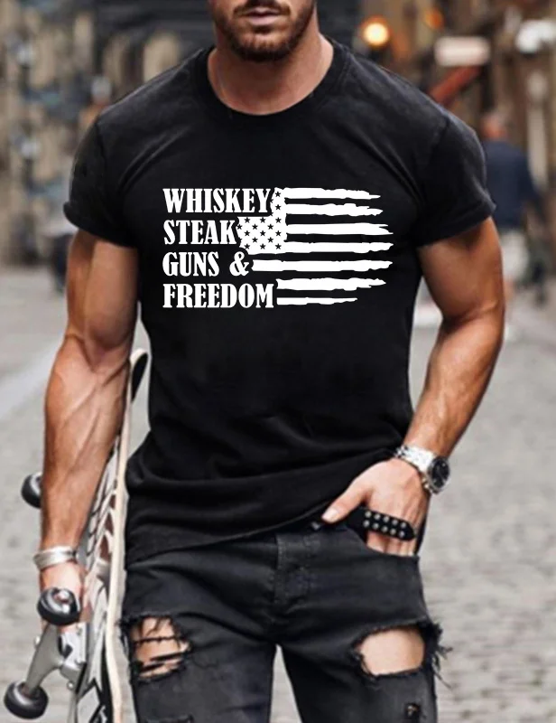 Whiskey Steak Guns and Freedom Man T-Shirt