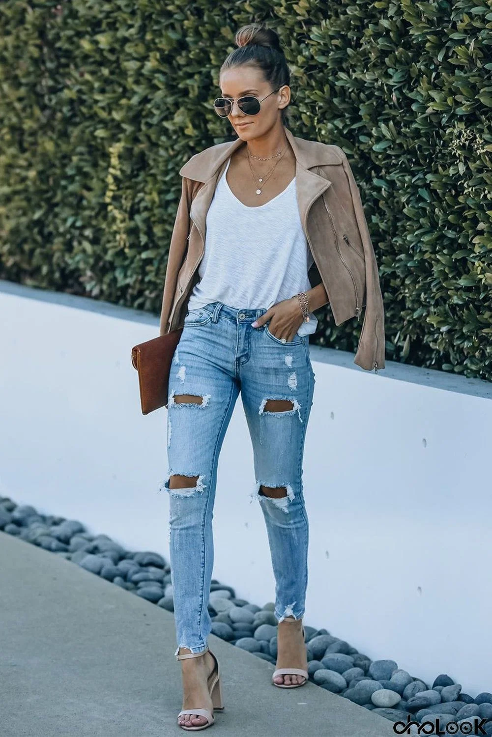 High Waist Distressed Skinny Jeans
