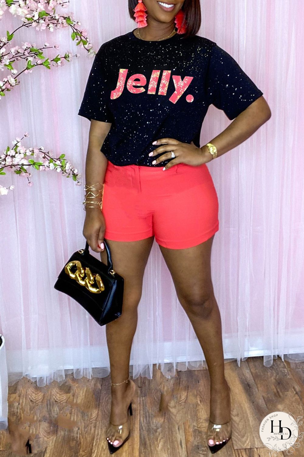 Black Fashion Casual Letter Print Basic O Neck T-Shirts