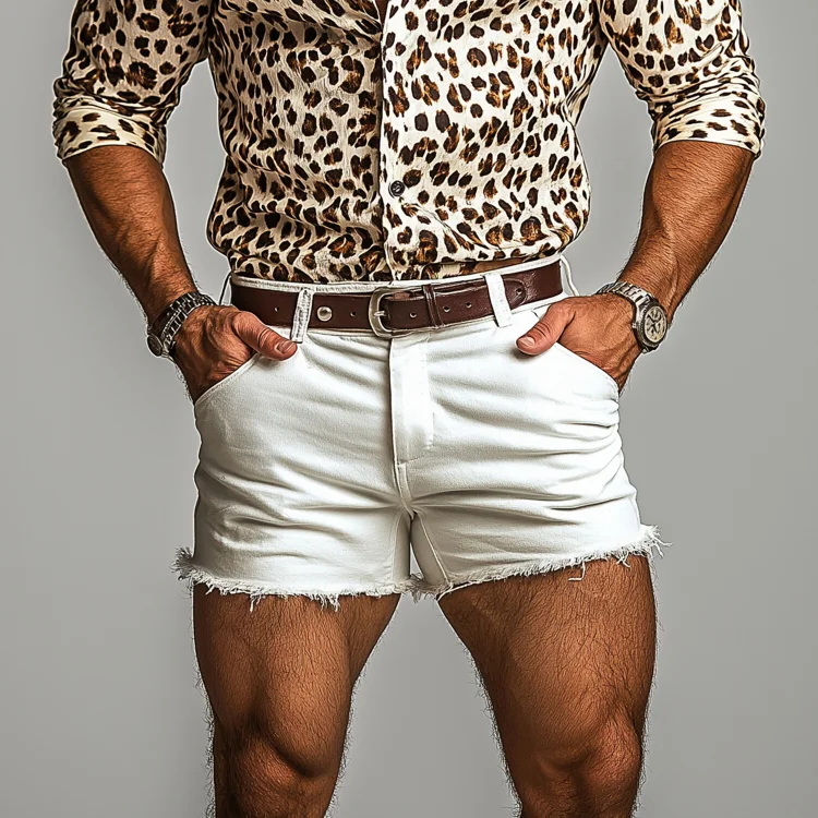 Okaywear Slant Pocket Denim Raw Edge Shorts 