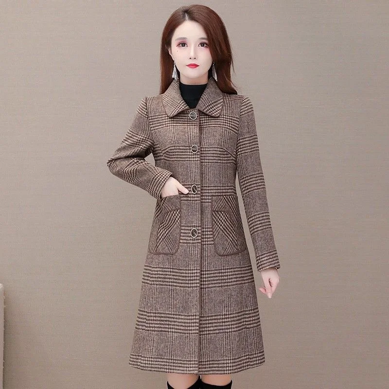 Suofun Casual Woollen Coat Women's Middle Long Style New 2021 Winter Small Temperament Fashion Reducing Warm Woolen Coats