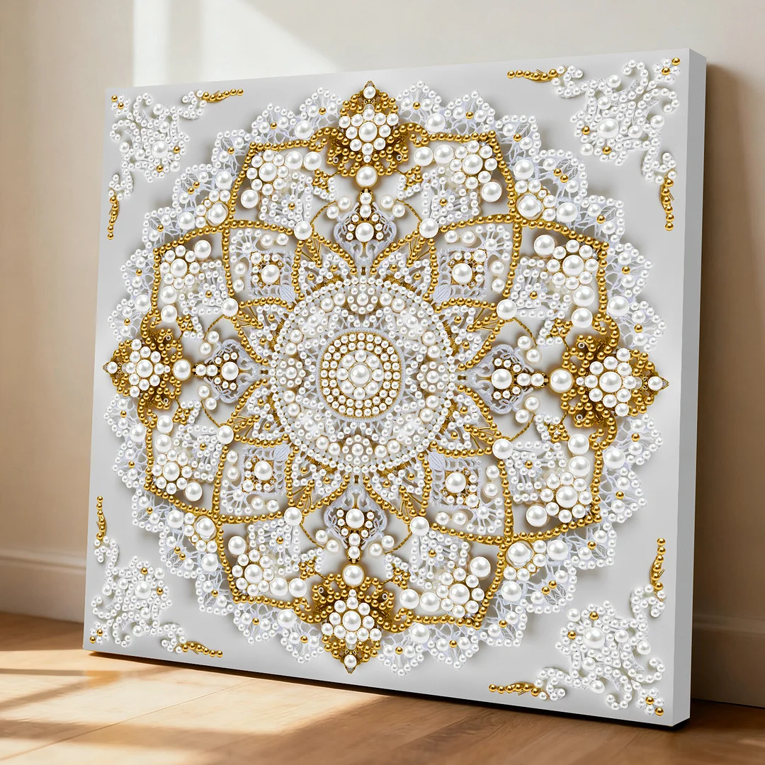 Mandala DIY Pearl Diamond Art Kit for Adults Home Decor 25x25cm With Frame