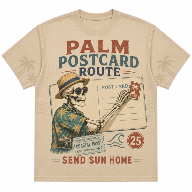 Surf Palm Postcard Cotton T-Shirt