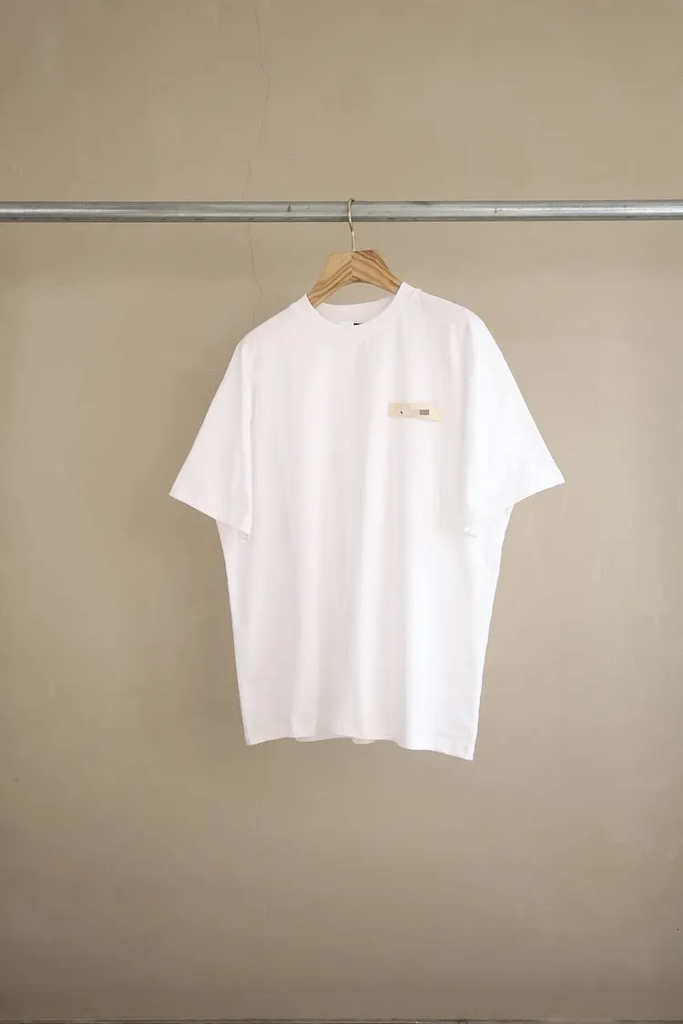 Summer Short-Sleeve O-Neck T-Shirt with Webbing Logo on the Chest