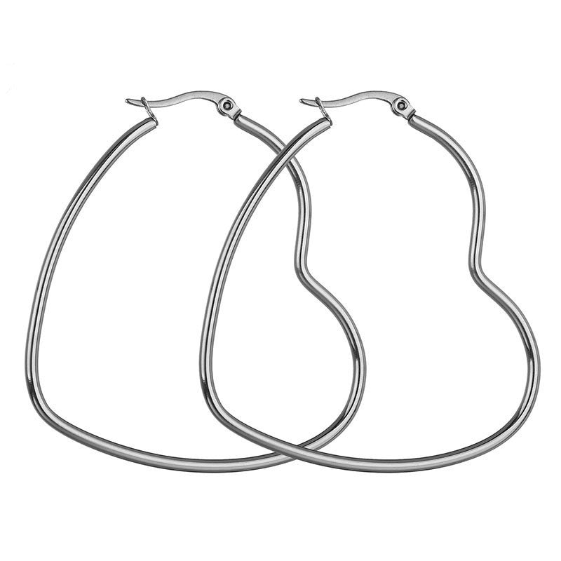 Fashion Heart Plating 201 Stainless Steel No Inlaid Stainless Steel Natural Color Stainless Steel Earrings