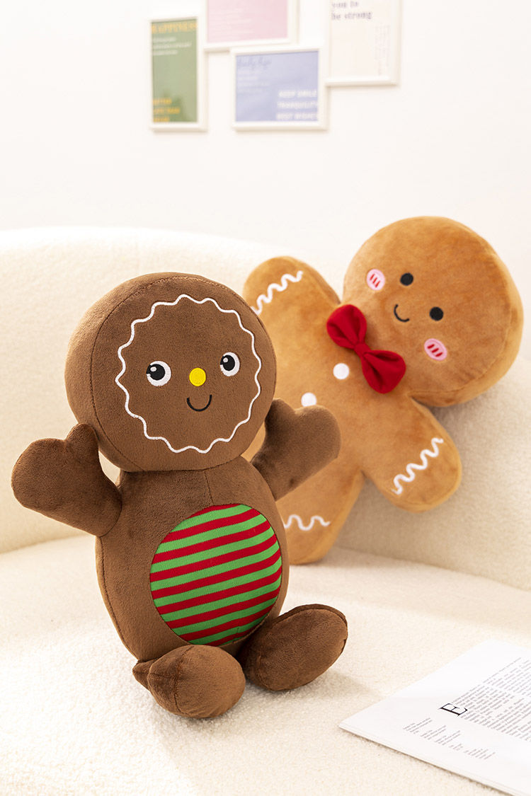 Tegooe Gingerbread Man Plush Cushion - Stuffed Christmas Decor Kids Toy