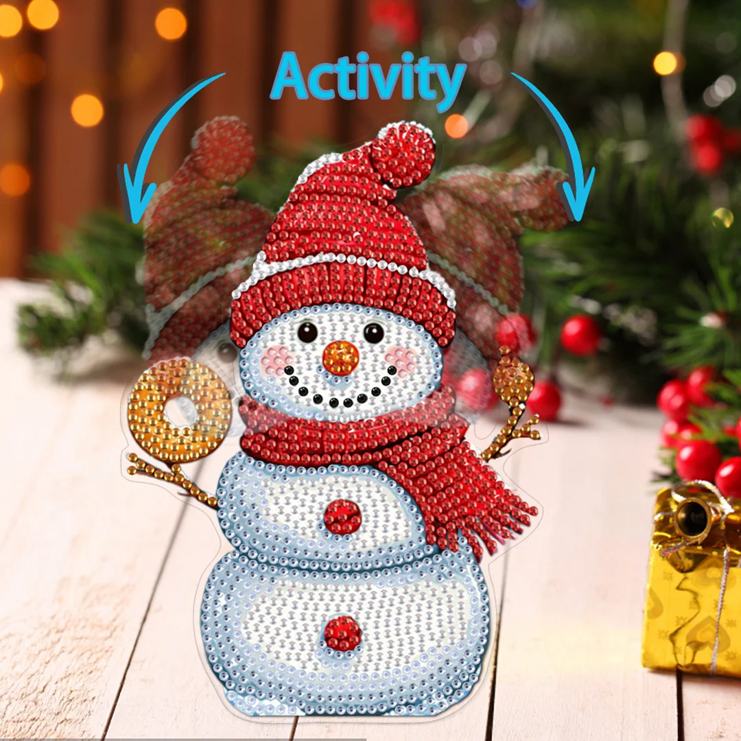 Snowman DIY Acrylic Shaking Head 5D DIY Diamond Art Tabletop Ornament Home Decor